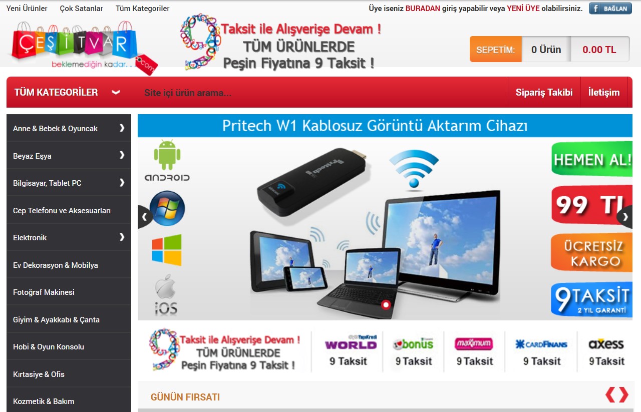 Çeşitvar 3 cesitvar sitesi anasayfa banner